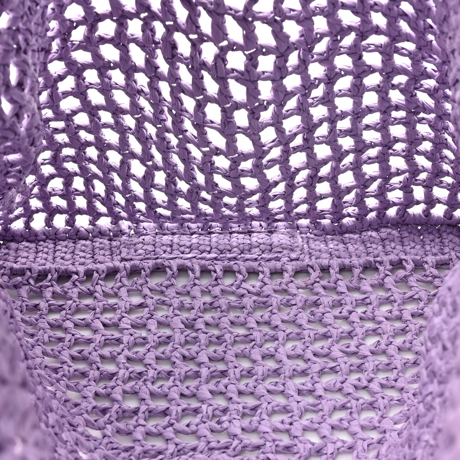 Prada Yarn Raffia Effect Crochet Logo Embroidered Tote Bag Lilium 5 of 8