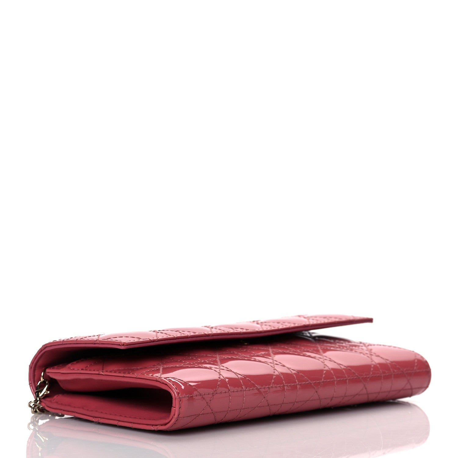 Christian Dior Patent Cannage Lady Dior Rendezvous Wallet On Chain Dusky Pink 3 of 10