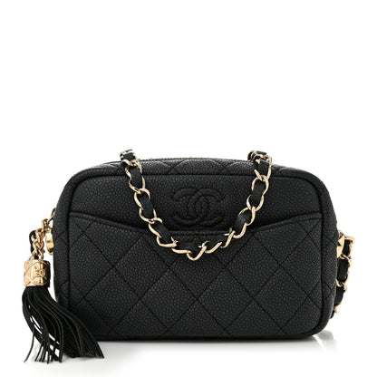 Chanel Iridescent Caviar Quilted Mini Coco Tassel Camera Case Black 1 of 10