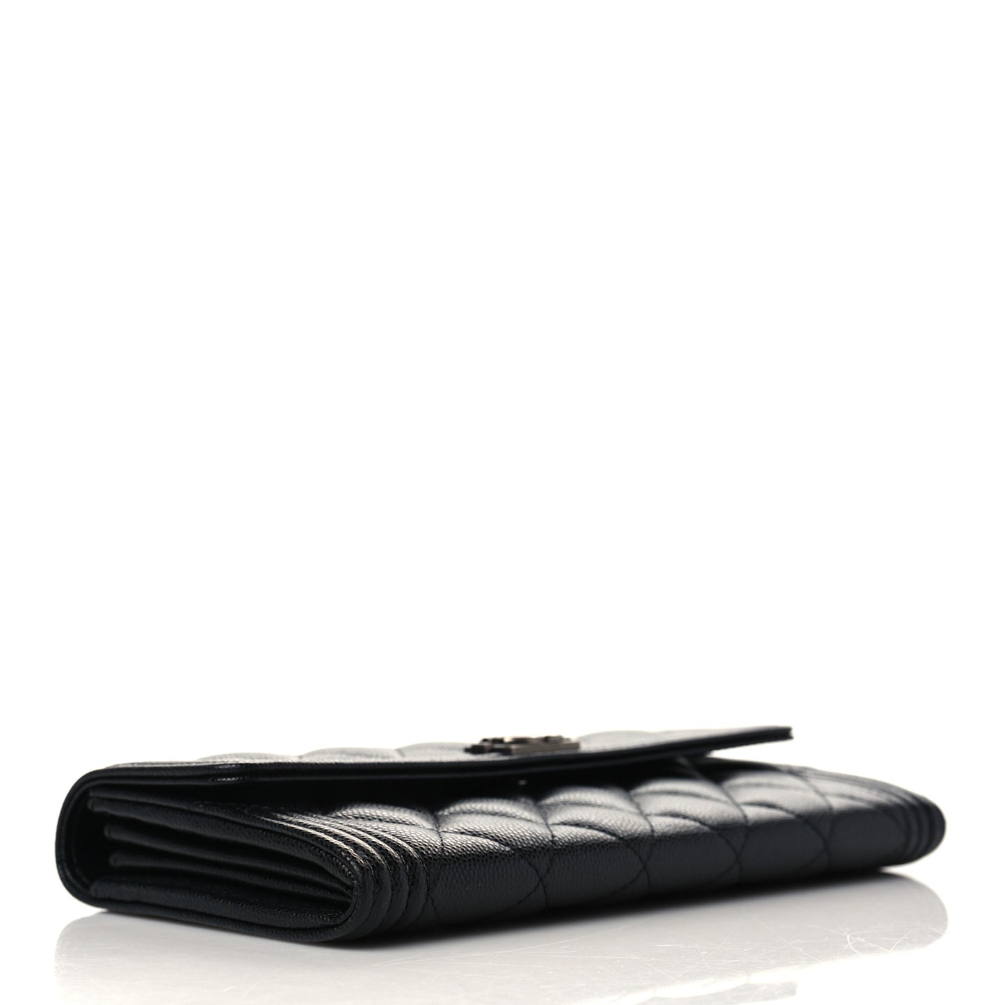 Caviar Quilted Large Boy Gusset Flap Wallet Black