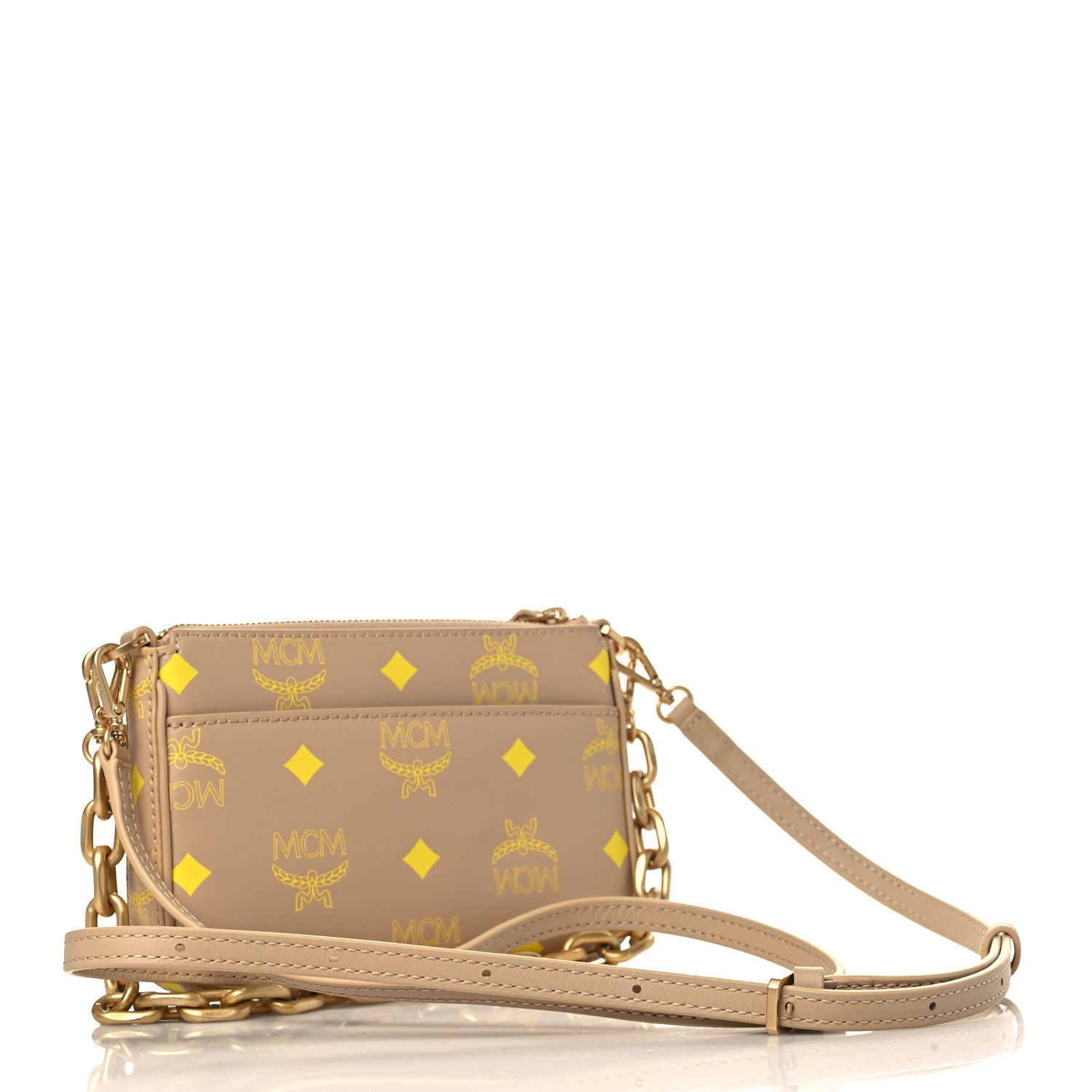 MCM Calfskin Color Splash Mini Pouch on Chain Croissant 3 of 8