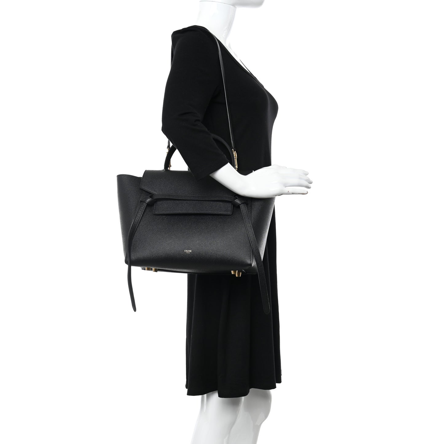 Grained Calfskin Mini Belt Bag Black