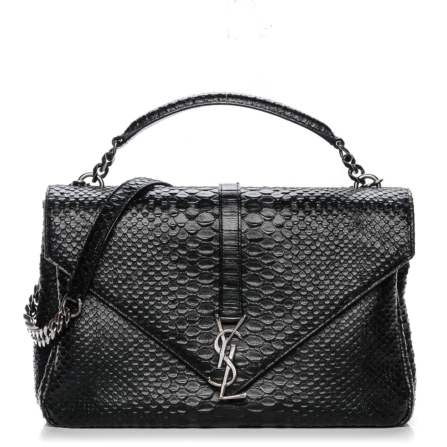 Saint Laurent Snake Calfskin Embossed Monogram Large College Satchel Black 1 of 6