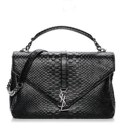 Saint Laurent Snake Calfskin Embossed Monogram Large College Satchel Black 1 of 6
