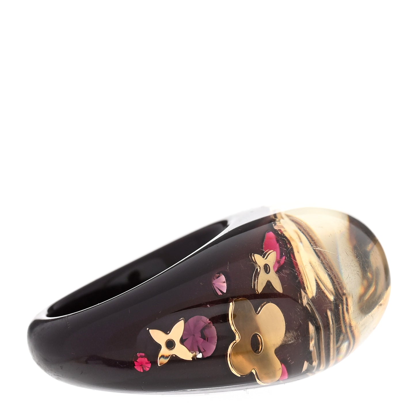 Resin Swarovski Crystal Inclusion Ring M Brown 6.5