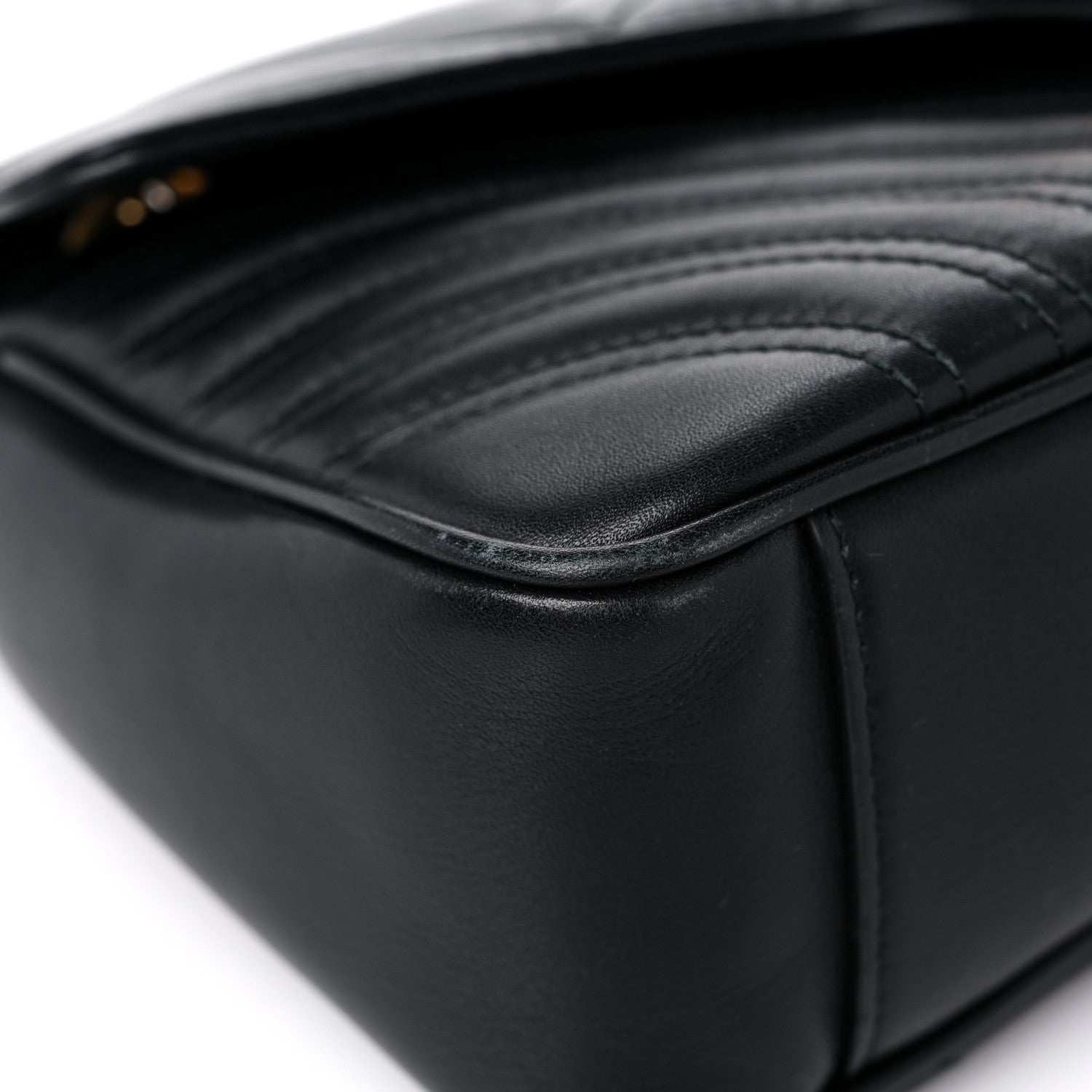 Gucci Calfskin Matelasse Small GG Marmont Shoulder Bag Black 8 of 14