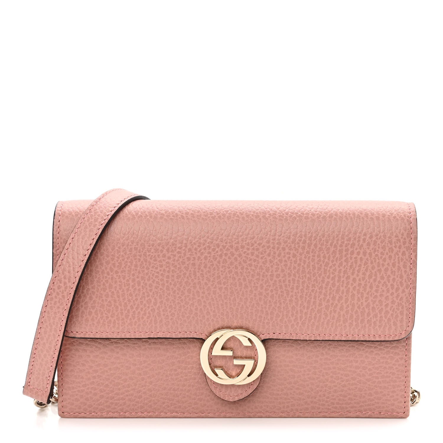 Gucci Dollar Calfskin Interlocking G Chain Wallet Soft Pink 1 of 10