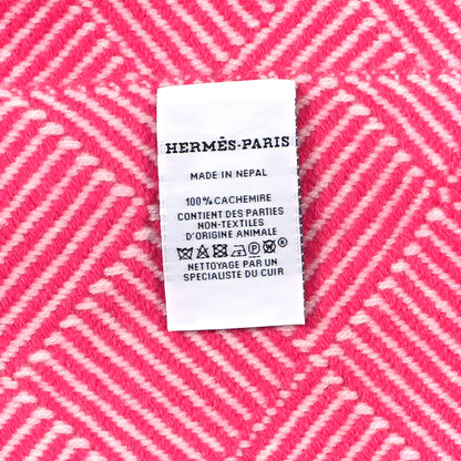 Hermes Cashmere Tile Weave Muffler Magenta Ecru 4 of 4