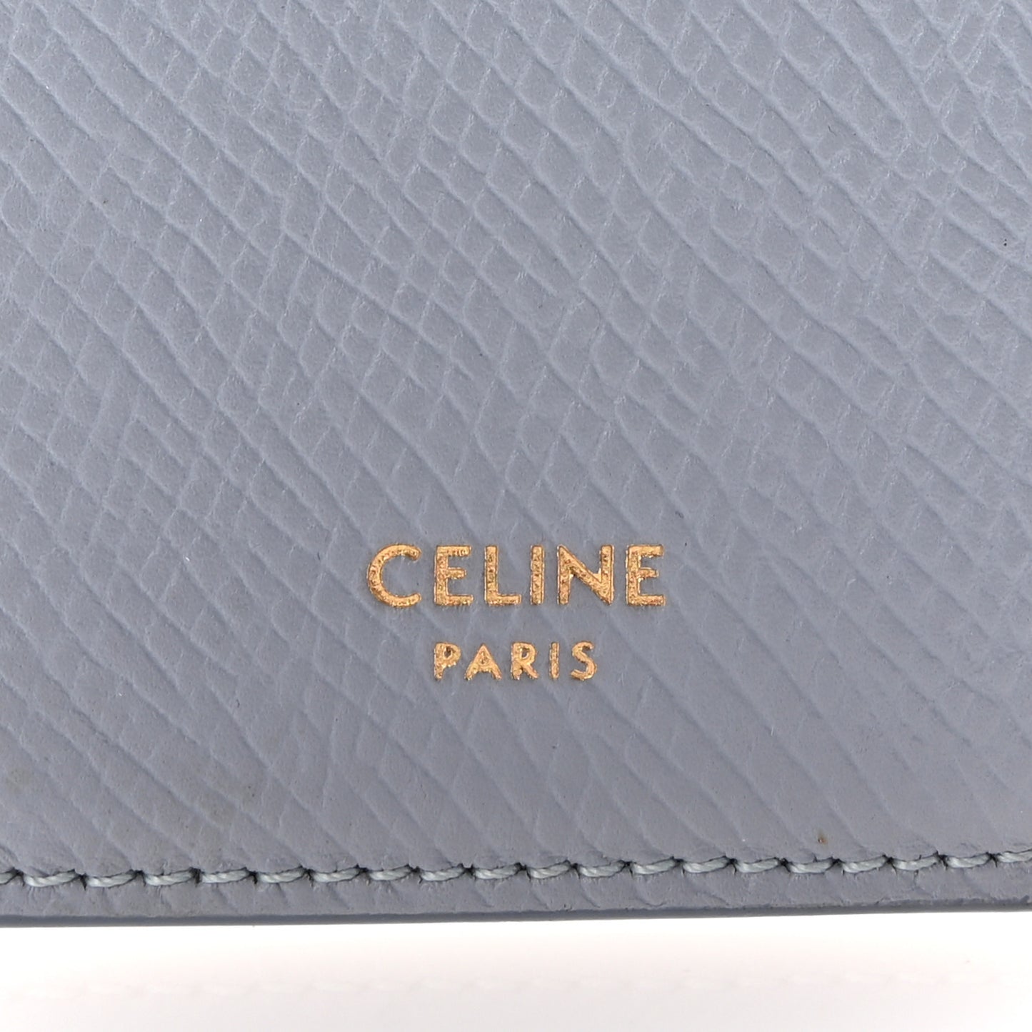 Grained Calfskin Zipped Card Holder Arctic Blue