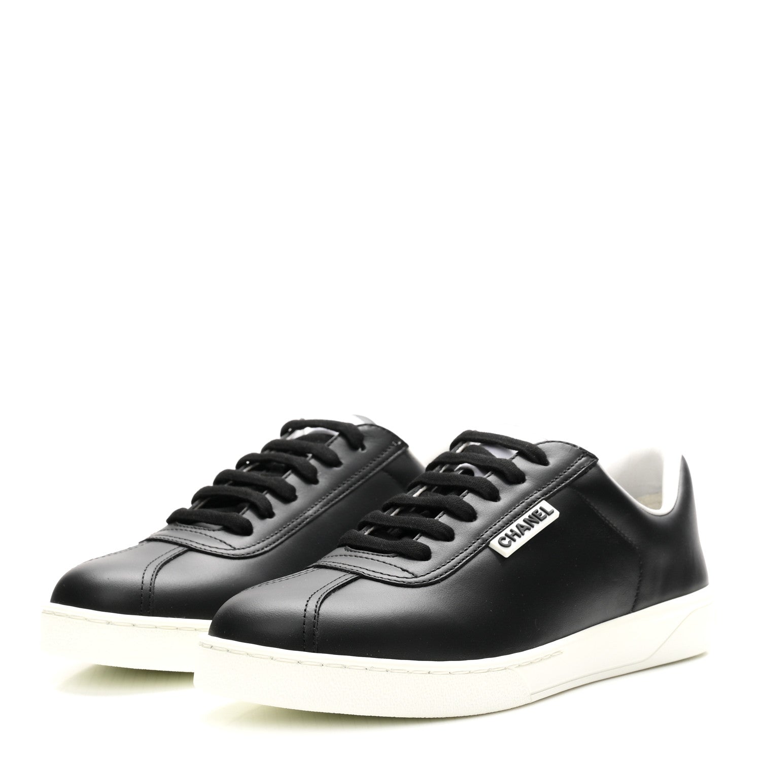 Chanel Calfskin CC Womens Sneakers 38 Black 4 of 10