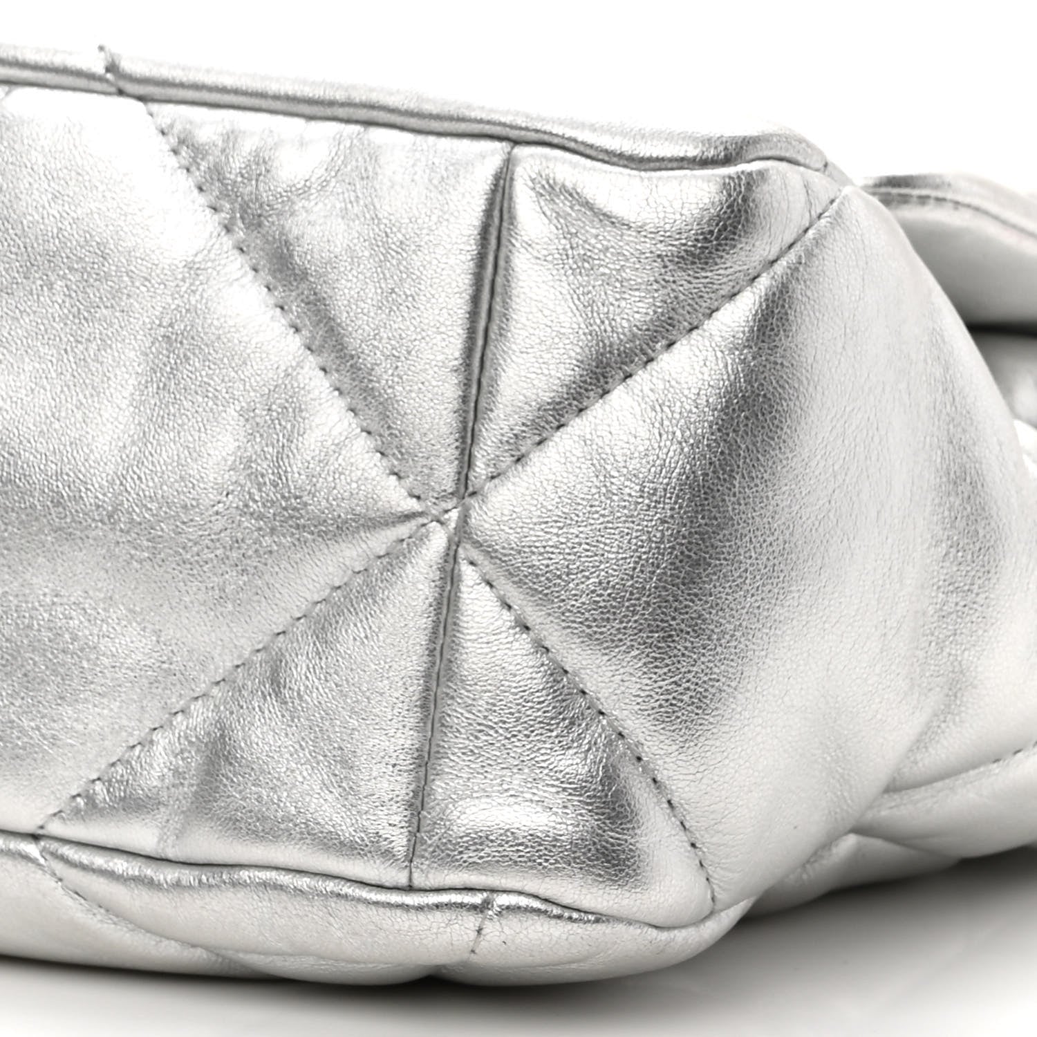 Chanel Metallic Goatskin Quilted Large Chanel 19 Flap Silver 10 of 10