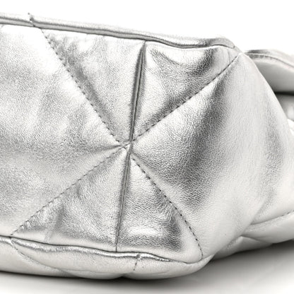 Chanel Metallic Goatskin Quilted Large Chanel 19 Flap Silver 10 of 10