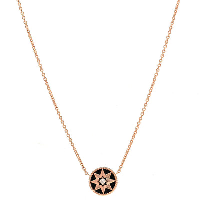 Christian Dior 18K Rose Gold Diamond Black Onyx Rose Des Vents Necklace 1 of 6
