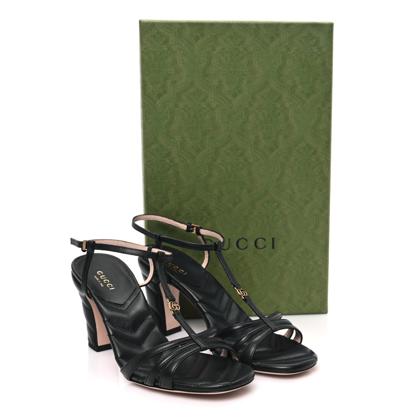 Nappa Matelasse T-Strap 40mm Sandals 37 Black