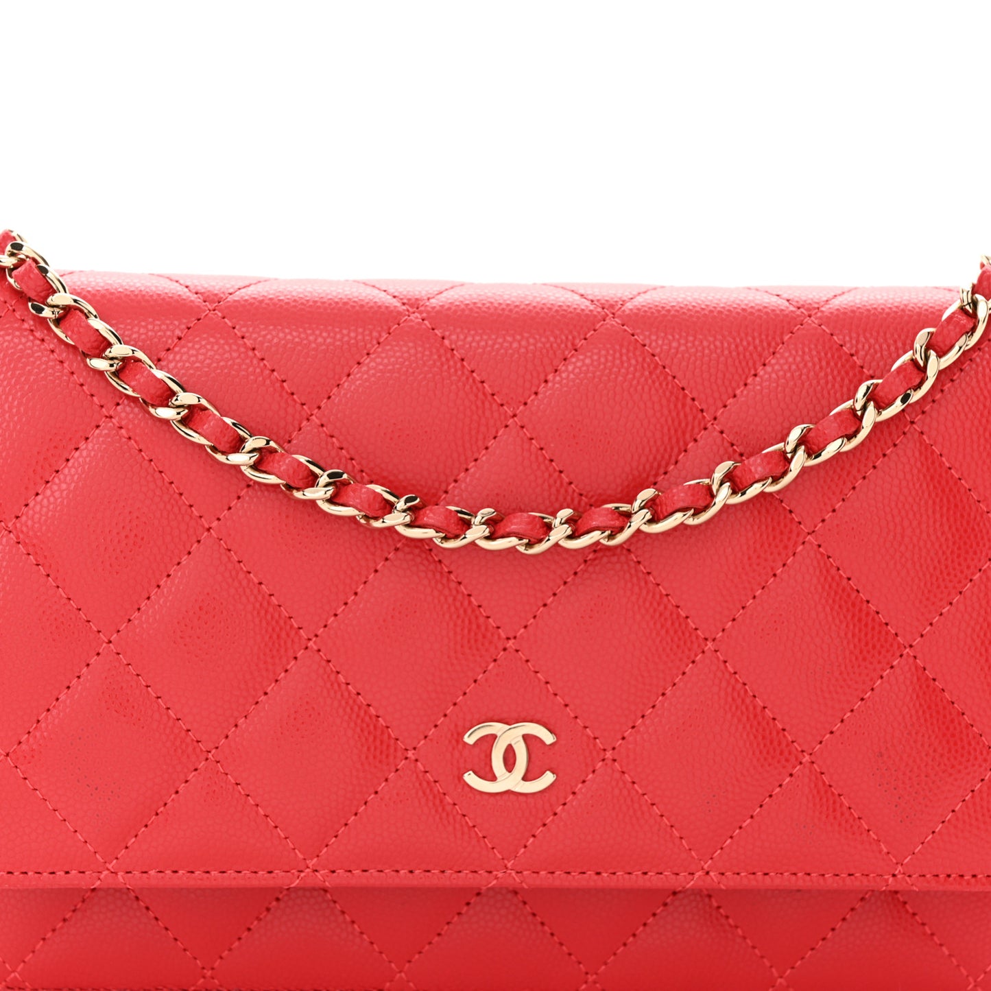 Caviar Quilted Wallet On Chain WOC Red