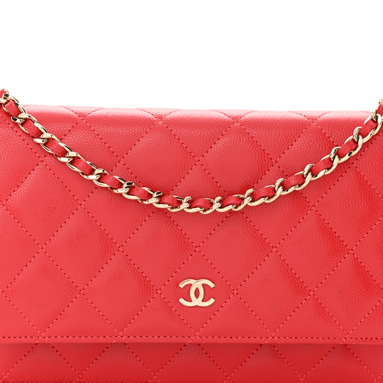 Chanel Caviar Quilted Wallet On Chain WOC Red 9 of 13