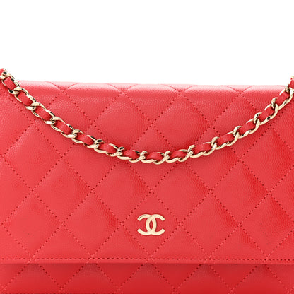 Chanel Caviar Quilted Wallet On Chain WOC Red 9 of 13