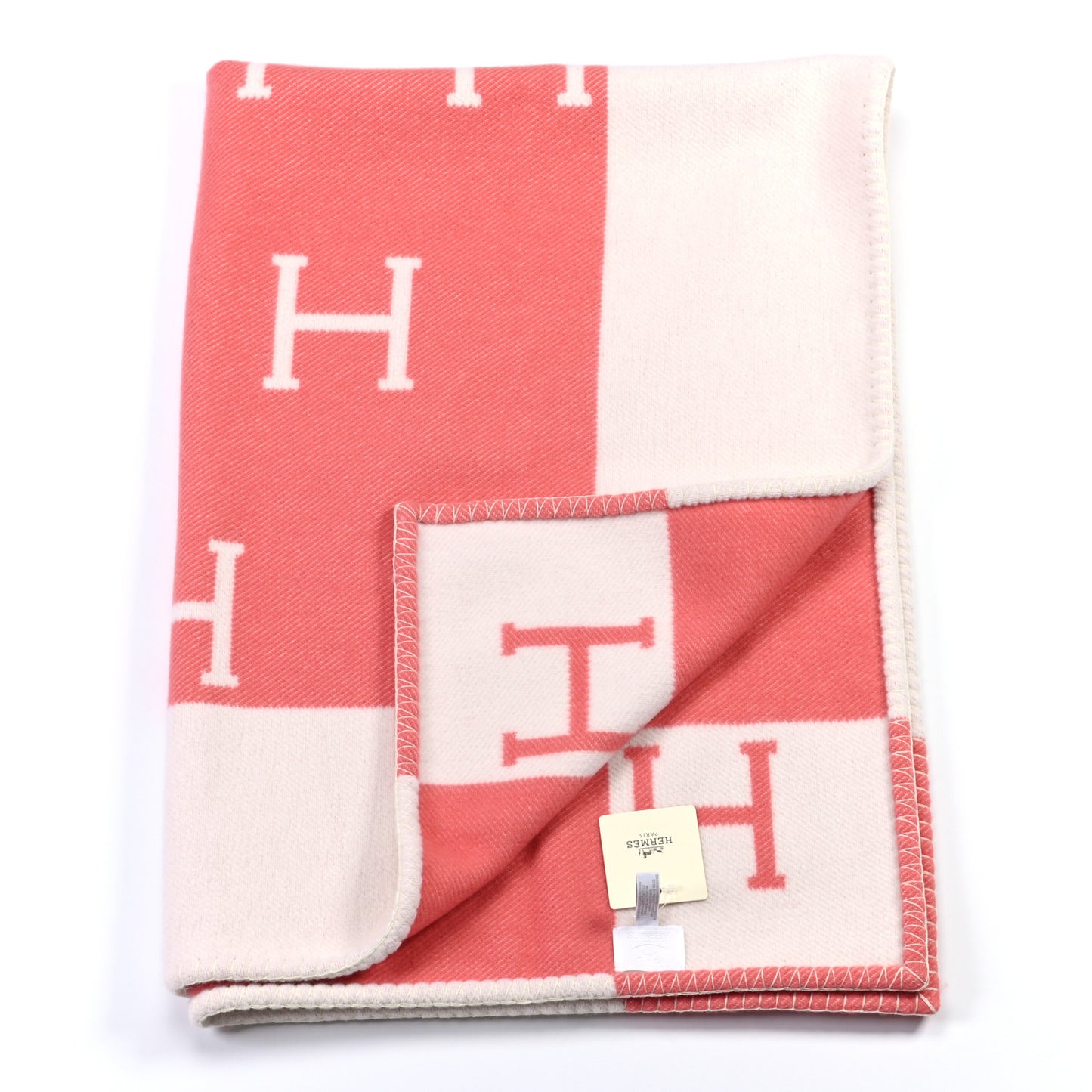 Wool Cashmere Avalon Baby Blanket Rose Airelle White