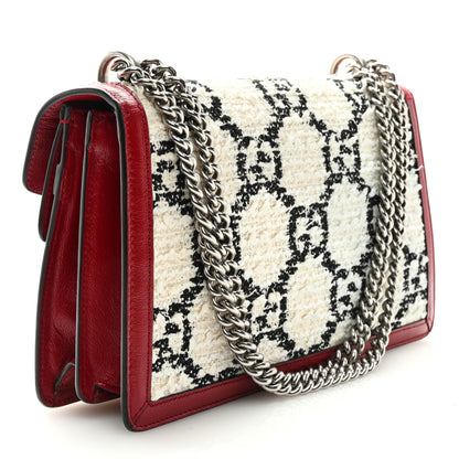 Gucci Tweed GG Monogram Small Dionysus Shoulder Bag White Black Romantic Cherry 2 of 9