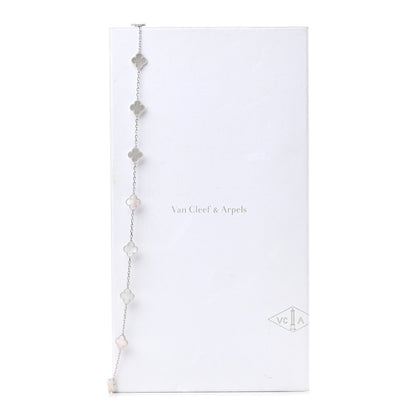 Van Cleef & Arpels 18K White Gold Mother of Pearl 20 Motifs Vintage Alhambra Necklace 7 of 7