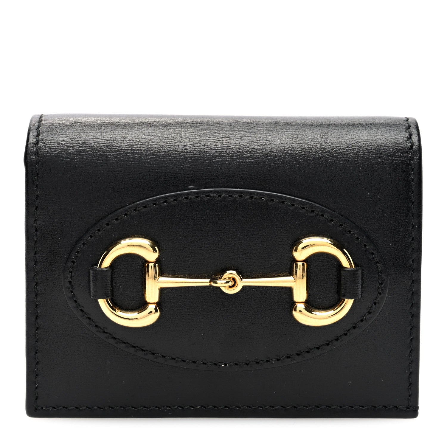 Gucci Boarded Plutone Calfskin Horsebit 1955 Card Case Wallet Black 1 of 6