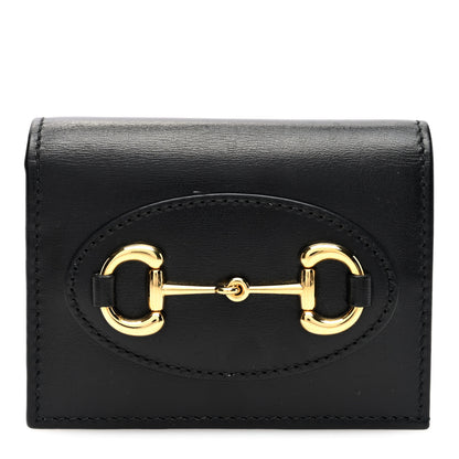 Gucci Boarded Plutone Calfskin Horsebit 1955 Card Case Wallet Black 1 of 6