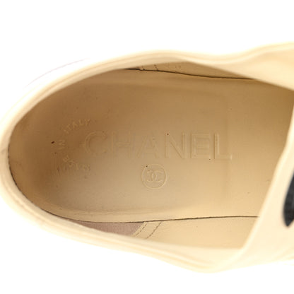 Chanel Lambskin Patent Calfskin CC Sneakers 37.5 White Black 7 of 9