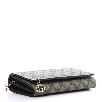 Gucci GG Plus Monogram GG Pierce Chain Clutch Wallet Beige Ebony Black 4 of 10