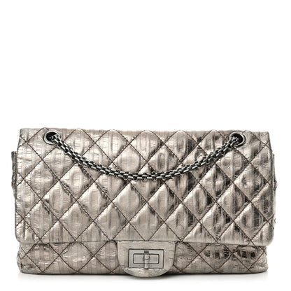 Chanel Metallic Calfskin Striped 2.55 Reissue 226 Flap Dark Silver 1 of 13