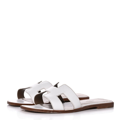 Hermes Box Calfskin Oran Sandals 40 White 3 of 11
