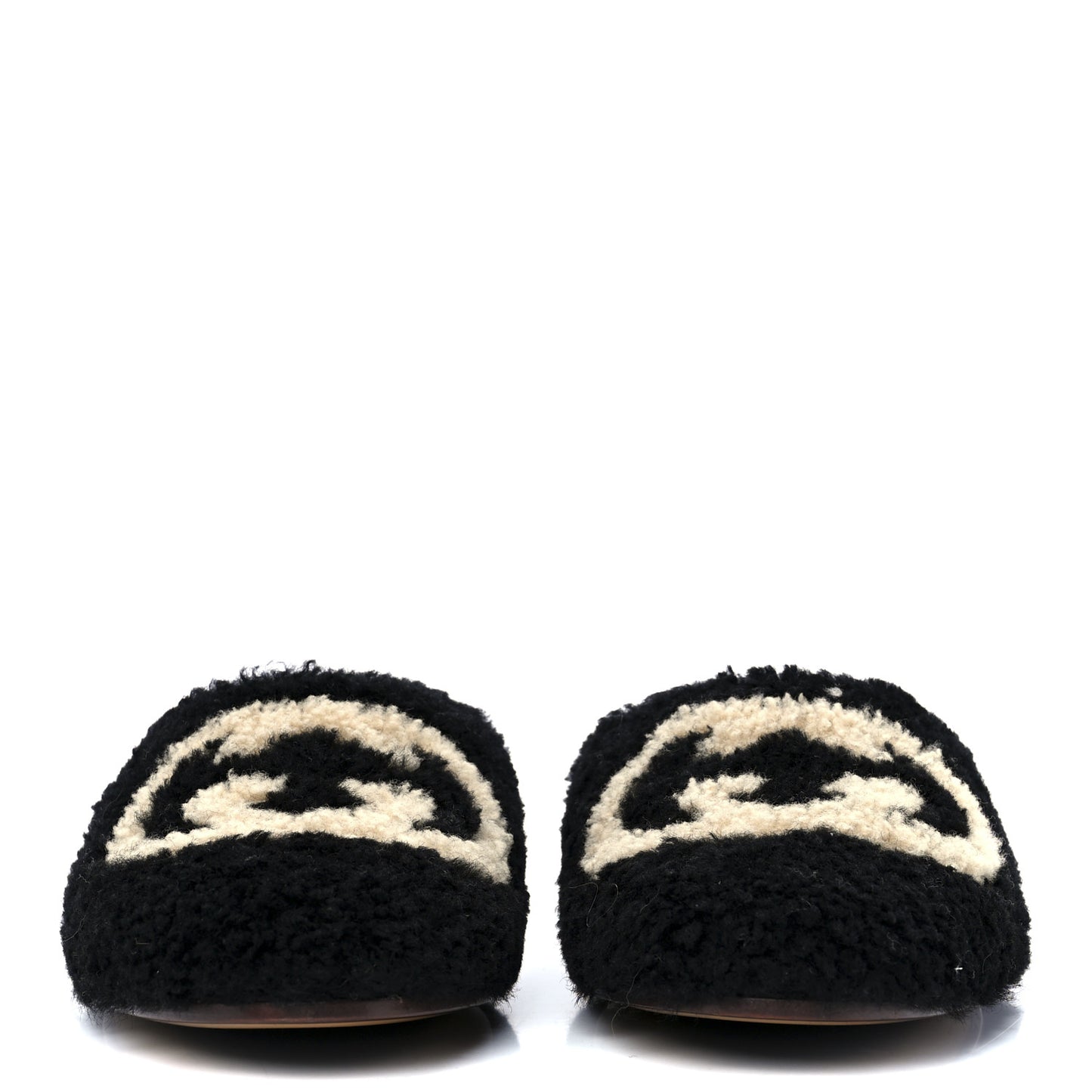 Shearling Interlocking G Womens Eileen Slippers 37.5 Black Butterscotch