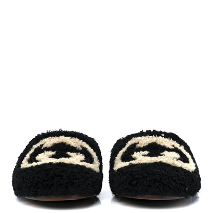 Gucci Shearling Interlocking G Womens Eileen Slippers 37.5 Black Butterscotch 2 of 8