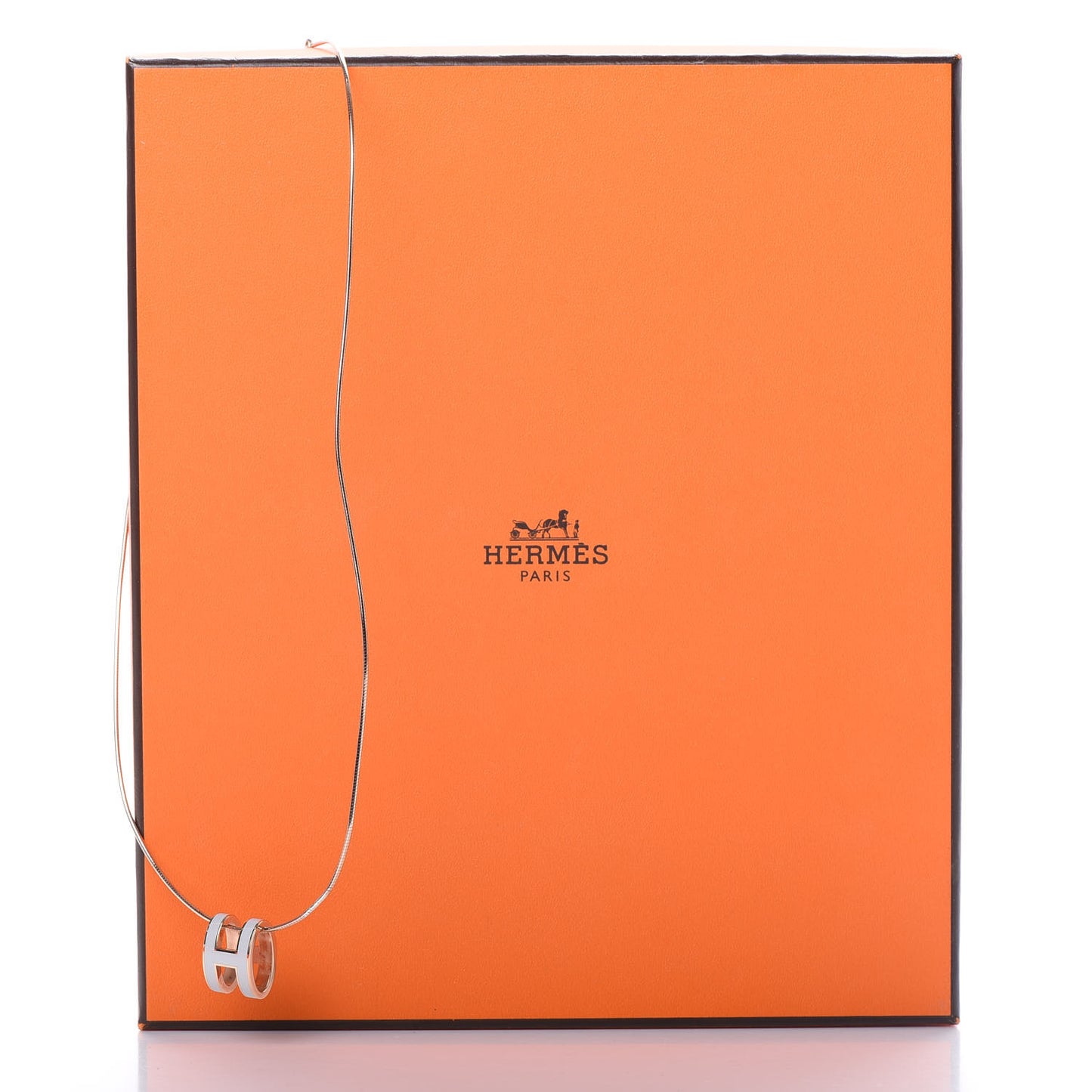 Lacquered Rose Gold Pop H Pendant Necklace White