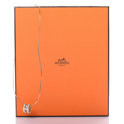 Hermes Lacquered Rose Gold Pop H Pendant Necklace White 5 of 5