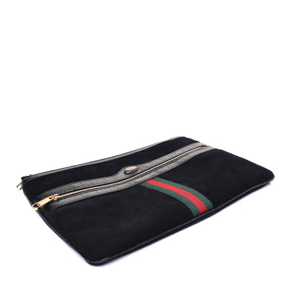 Gucci Suede Patent Large Ophidia Pouch Clutch Black 4 of 10