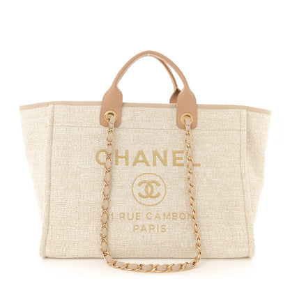 Chanel Canvas Medium Deauville Tote Light Beige 1 of 11