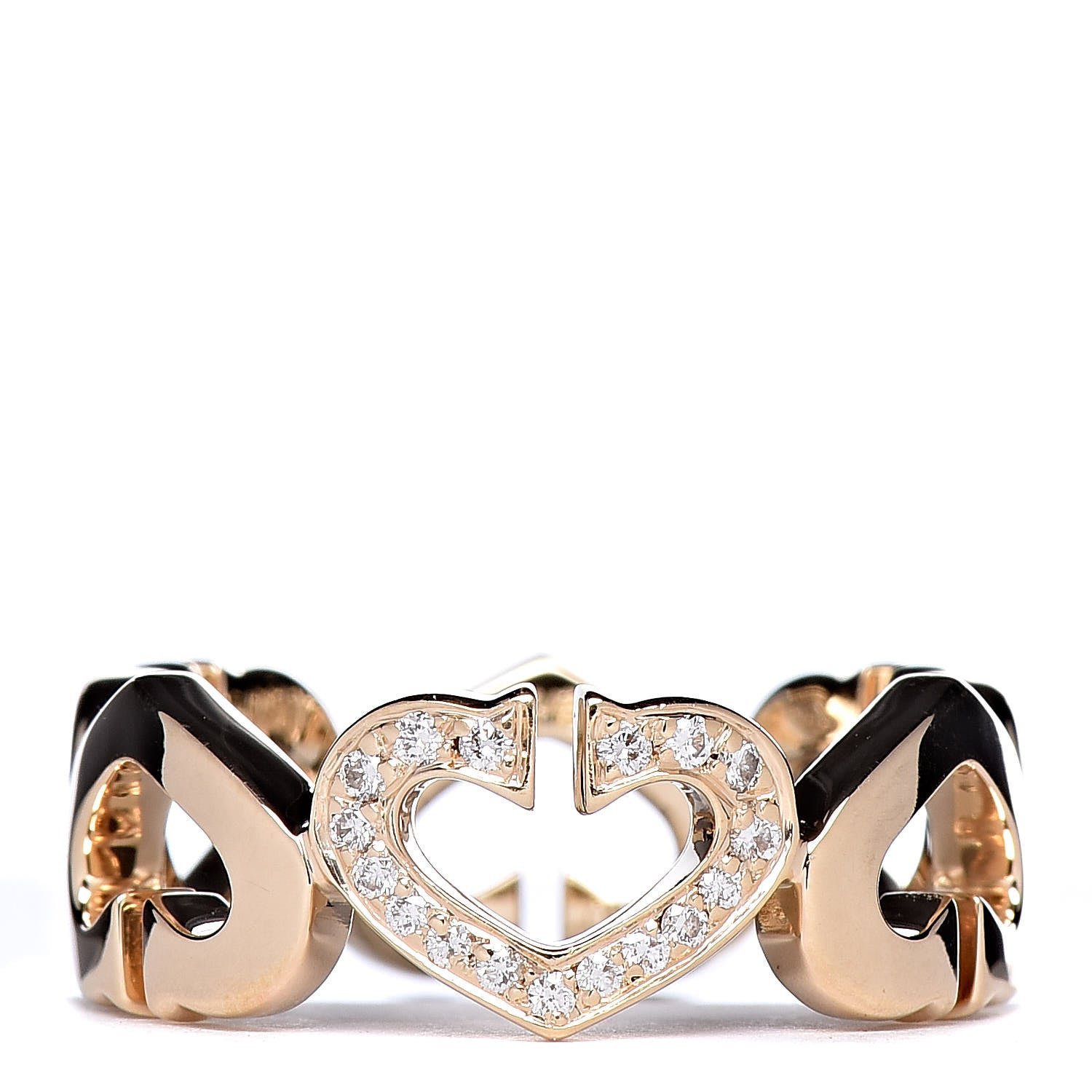 Cartier 18K Yellow Gold Diamond Hearts and Symbols Ring 51 5.75 1 of 5