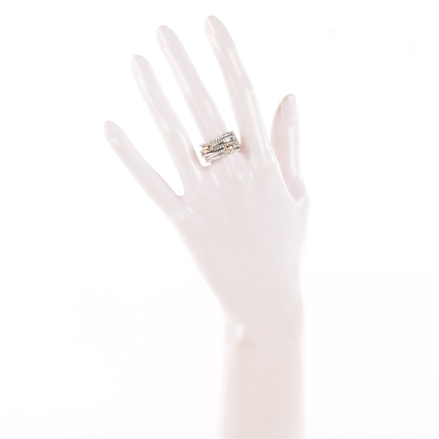 Sterling Silver 18K Yellow Gold Double X Crossover Ring 7.5
