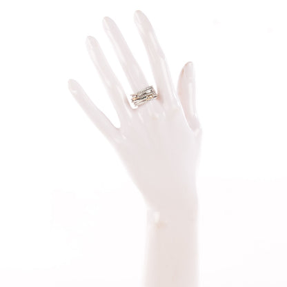 David Yurman Sterling Silver 18K Yellow Gold Double X Crossover Ring 7.5 2 of 5