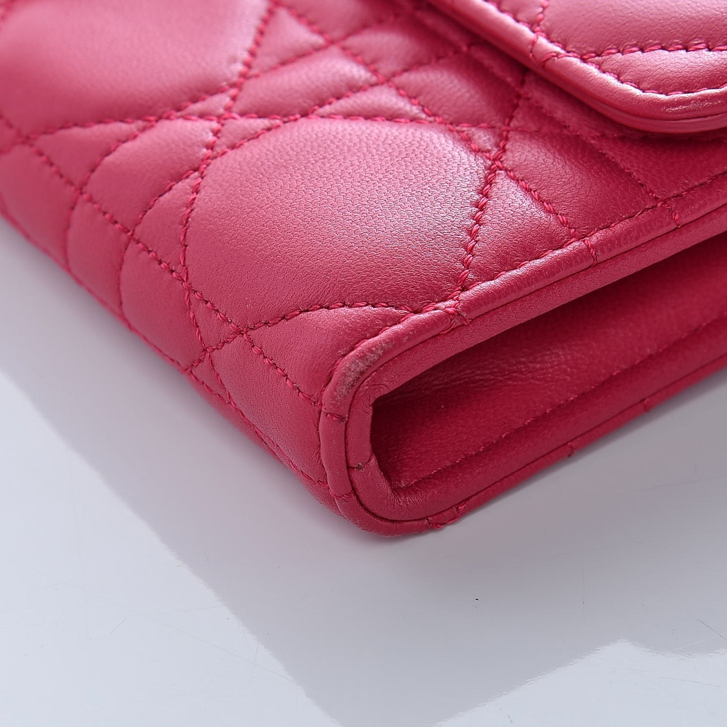 Lambskin Cannage Miss Dior Chain Wallet Fuchsia