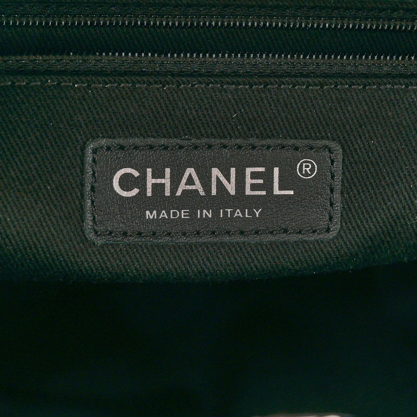 Glazed Calfskin Quilted Large CC Delivery Tote Dark Green