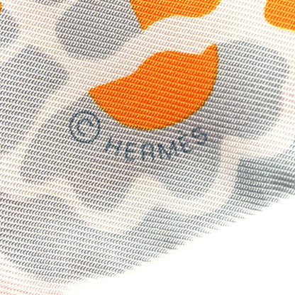 Hermes Silk Bingata Twilly Orange Rose Gris 4 of 4