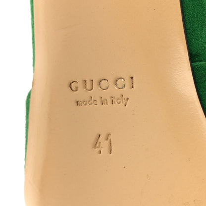 Gucci Kid Scamosciato Ankle Chain Pump 41 Garden 41 Green Black 8 of 14