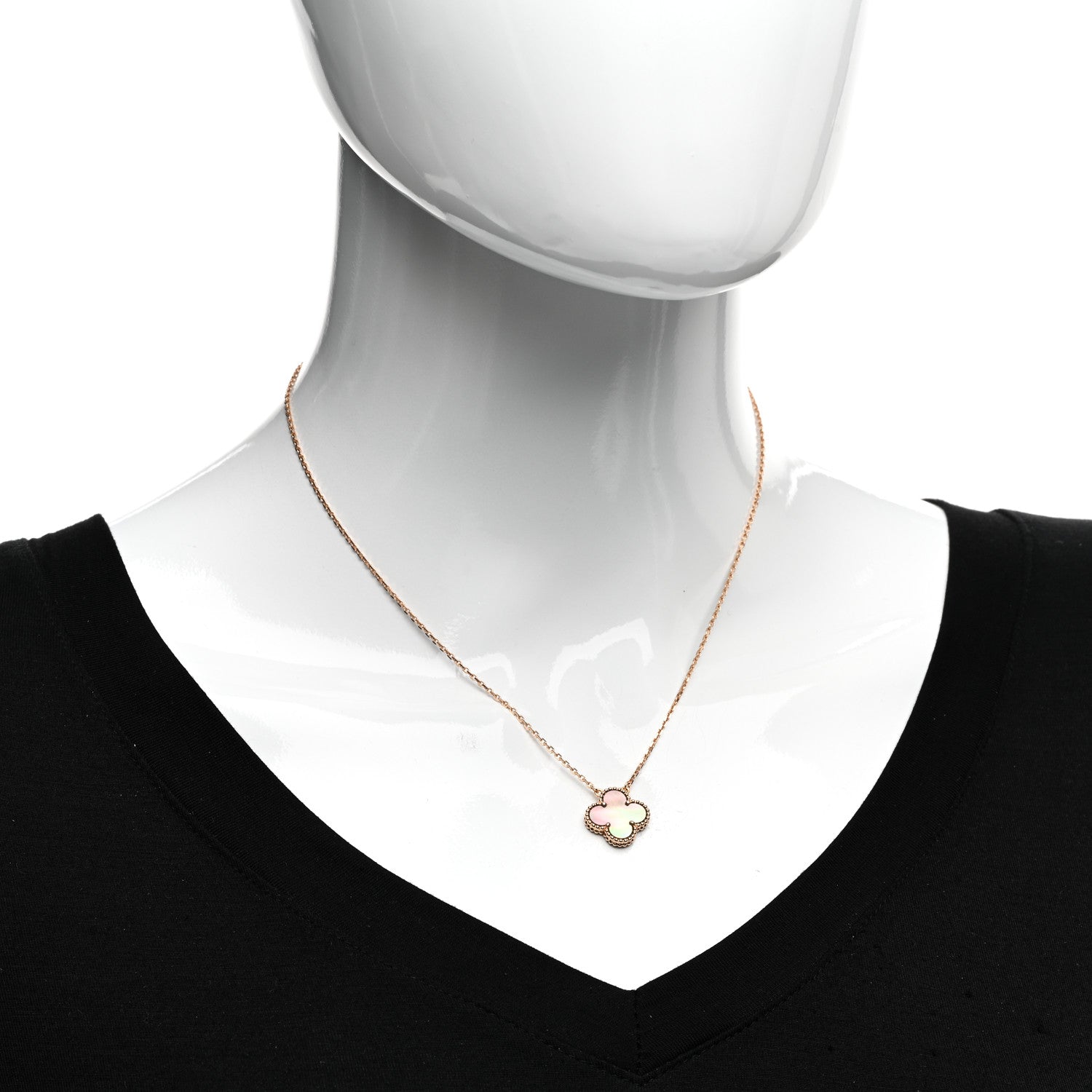 Van Cleef & Arpels 18K Rose Gold Gray Mother of Pearl Vintage Alhambra Pendant Necklace 2 of 6