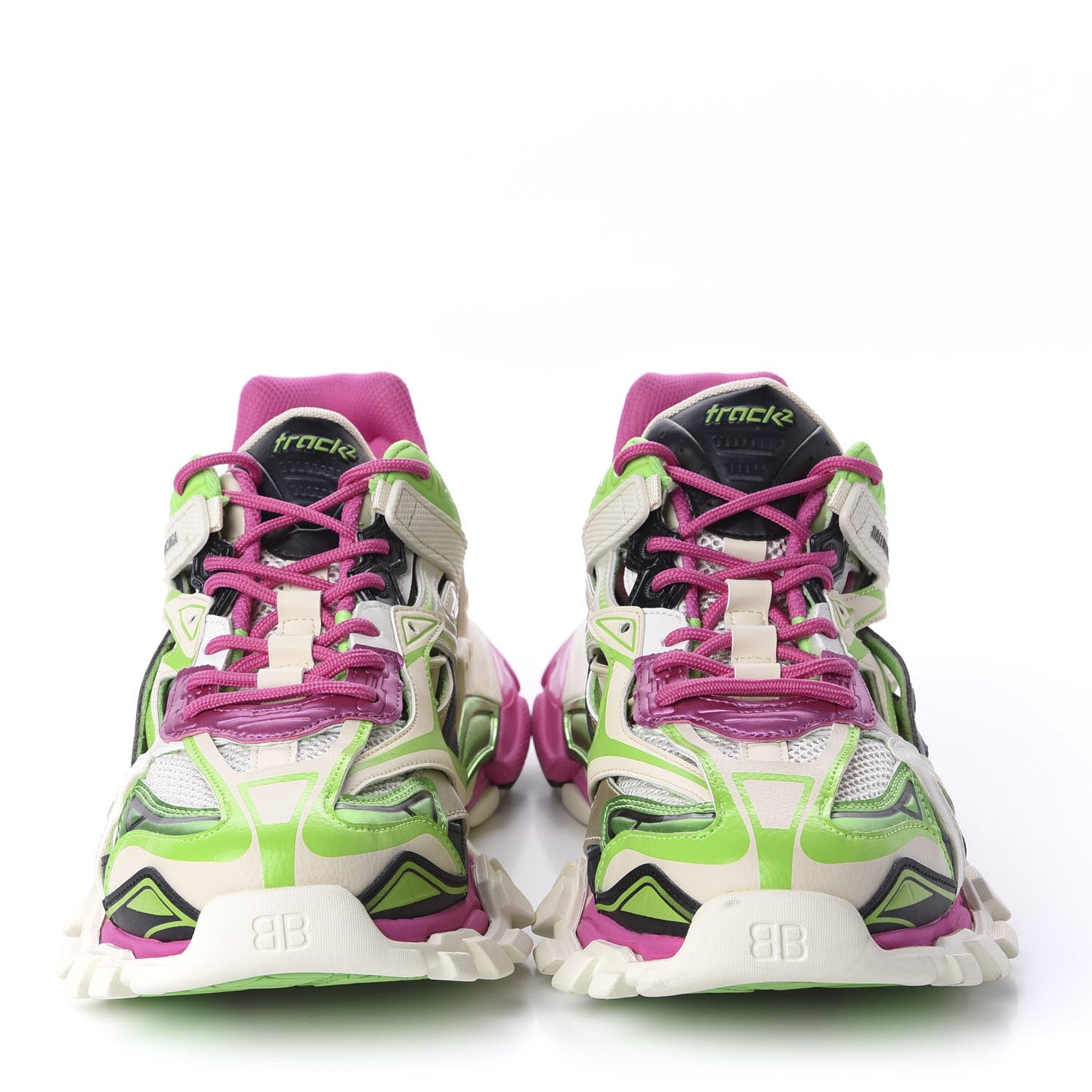 Rubber Mesh Bi-Color Mens Track.2 Open Sneakers 45 White Green Pink