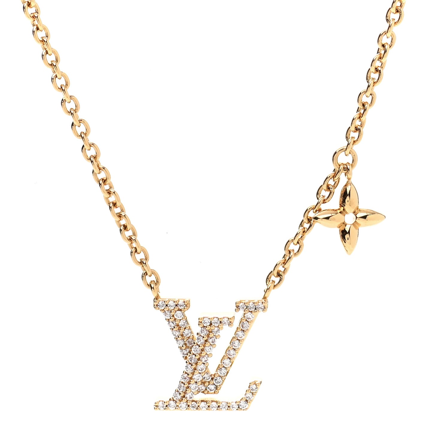 Metal Crystal LV Iconic Necklace Gold