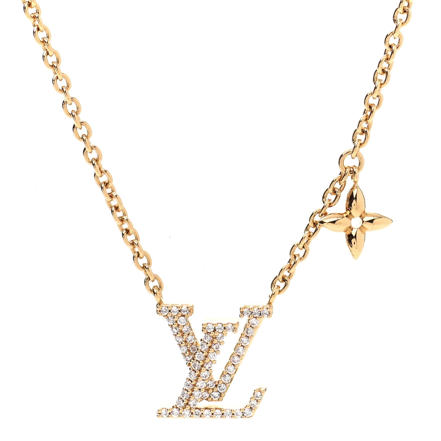 Louis Vuitton Metal Crystal LV Iconic Necklace Gold 4 of 6