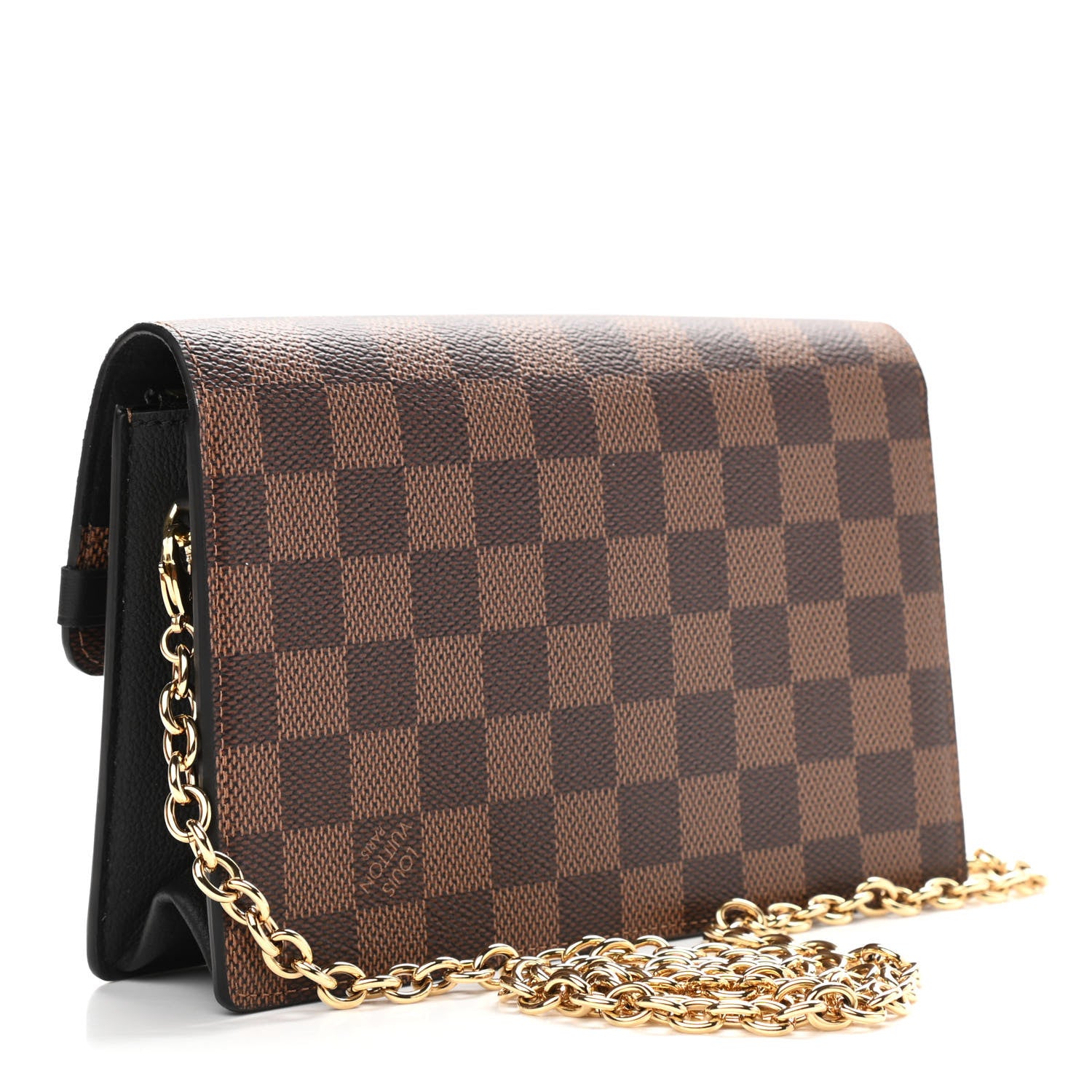 Louis Vuitton Damier Ebene Vavin Chain Wallet Black 3 of 10