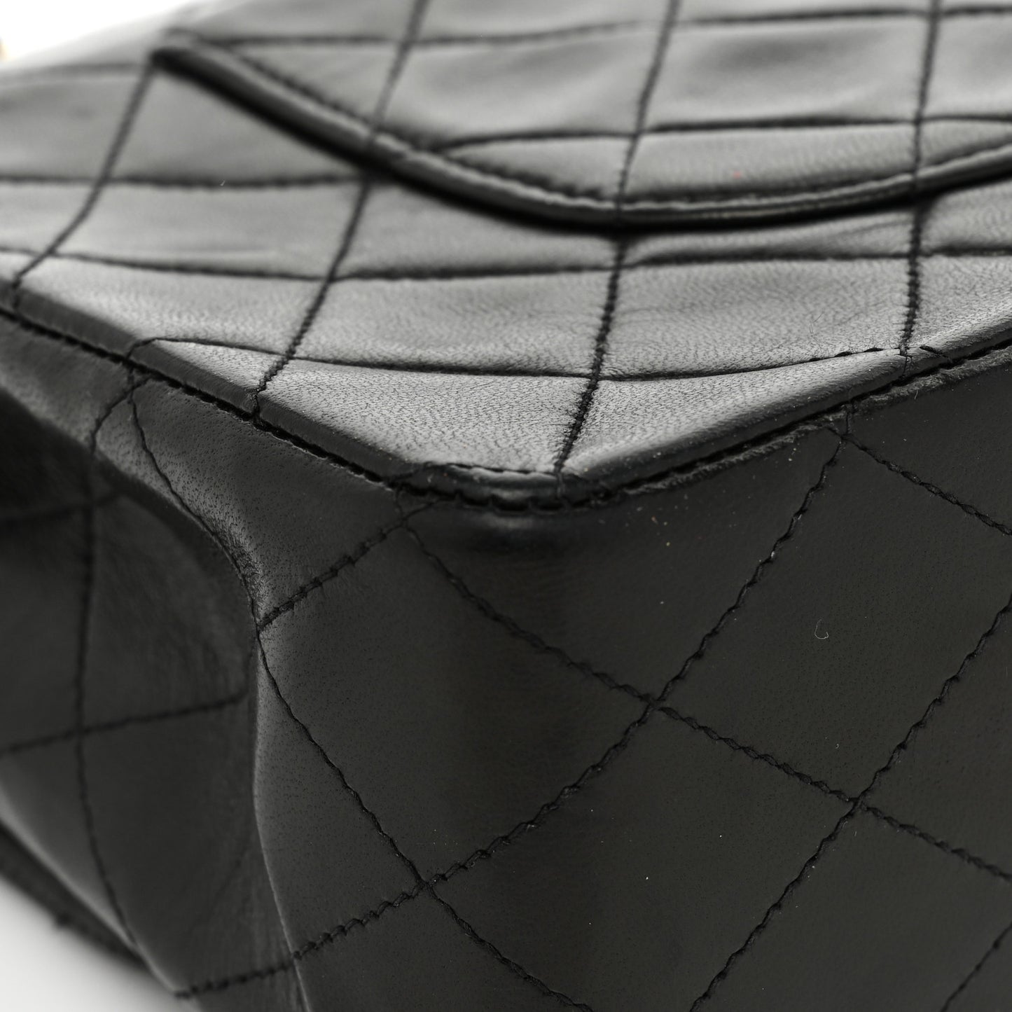 Lambskin Quilted Medium Double Flap Black