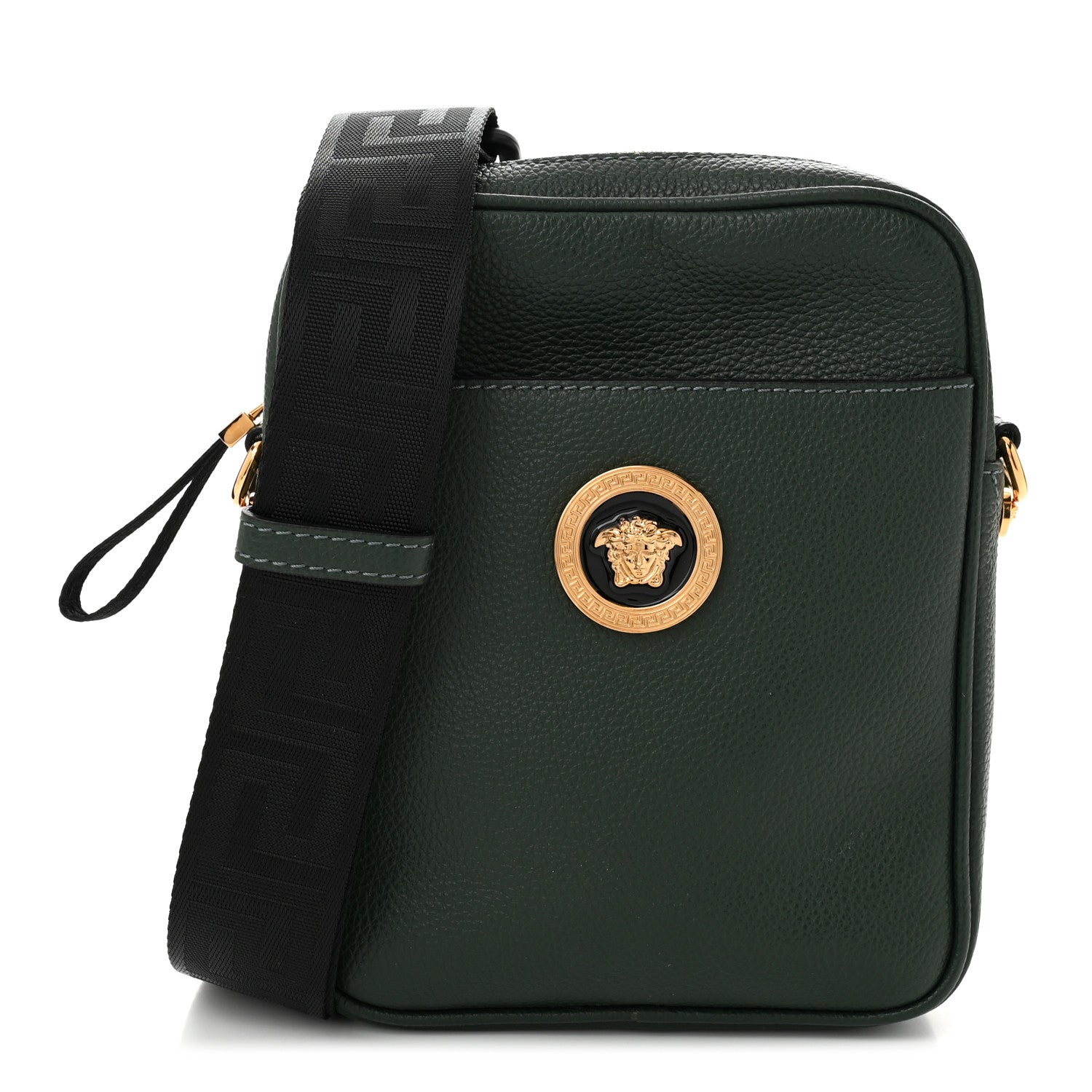 Versace Grained Calfskin Small Medusa Messenger Bag Green 1 of 9